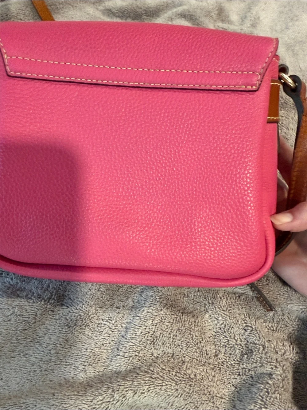 Dooney & Bourke Pebble Leather Reina Crossbody in Fuchsia Pink